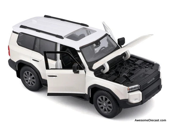 2024 Toyota Land Cruiser, Pearlescent White 1:24 Diecast Model Car by Maisto