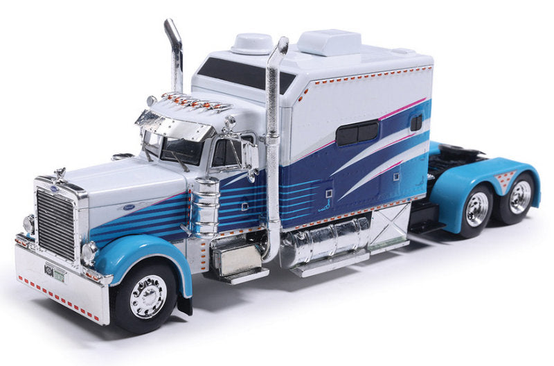2002 Peterbilt 379 Sleeper Tractor, Blue/White 1:64 Diecast Model Truck by IXO