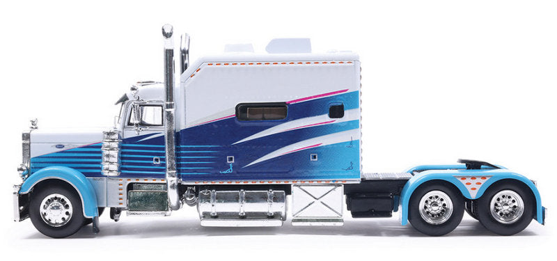 2002 Peterbilt 379 Sleeper Tractor, Blue/White 1:64 Diecast Model Truck by IXO