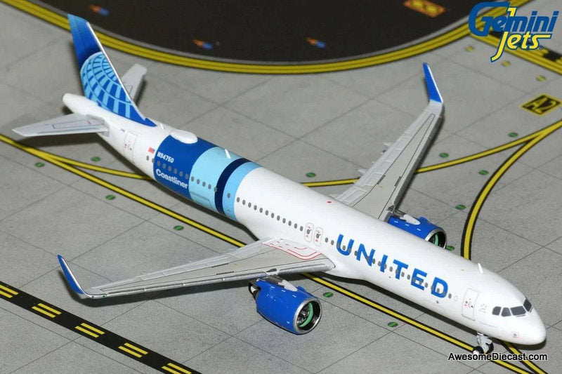Air Bus A320neo United Airlines (Reg #N94750) Coastliner 1:400 Diecast Model Plane by Gemini Jets