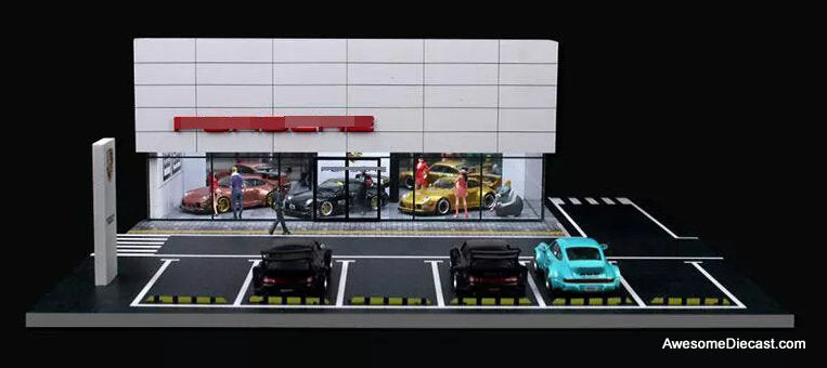 Porsche Dealership Diorama w/Lighting 1:64 Diorama by MoreArt