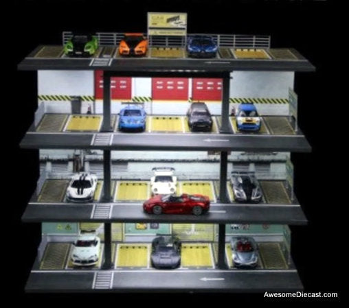 US Style 4 Storey Parking Garage w/Light 1:64 Diorama by MoreArt