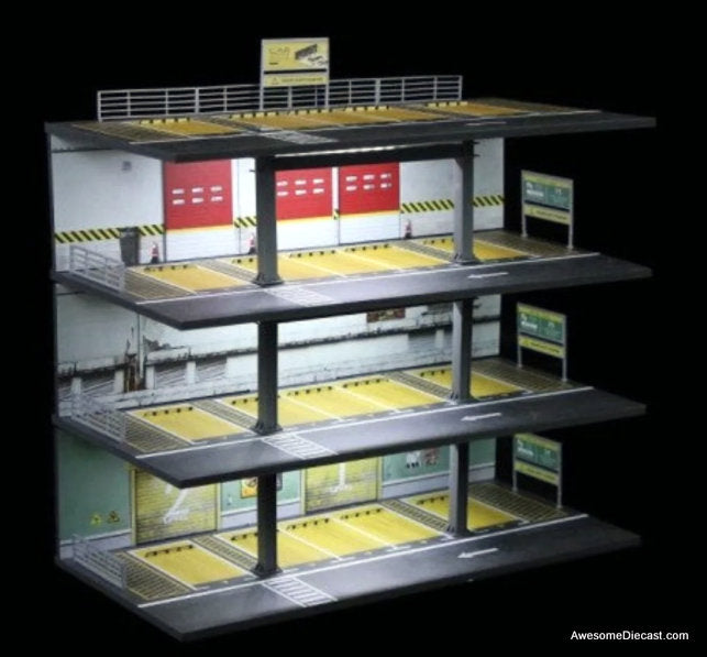 US Style 4 Storey Parking Garage w/Light 1:64 Diorama by MoreArt