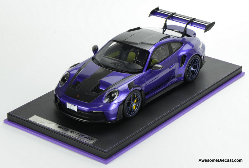 Porsche 911 (992) GT3 RS, Purple w/Blue Wheels 1:12 Resin Cast Model by Ivy Merit