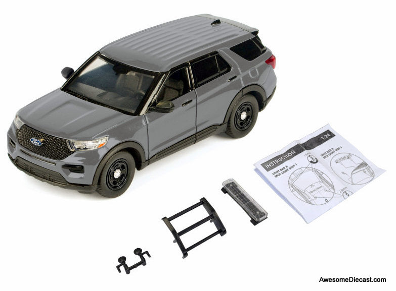 2022 Ford Police Interceptor Utility Unmarked Silver Metallic "Builder's Kit" "Law Enforcement and Public Service" 1:24 Diecast Model Car by Motor Max
