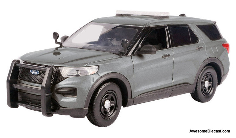 2022 Ford Police Interceptor Utility Unmarked Silver Metallic "Builder's Kit" "Law Enforcement and Public Service" 1:24 Diecast Model Car by Motor Max