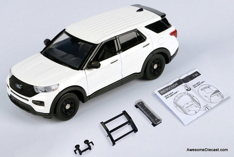 2022 Ford Police Interceptor Utility Unmarked White "Builder's Kit" "Law Enforcement and Public Service" 1:24 Diecast Model Car by Motor Max