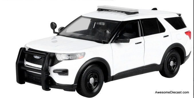 2022 Ford Police Interceptor Utility Unmarked White "Builder's Kit" "Law Enforcement and Public Service" 1:24 Diecast Model Car by Motor Max