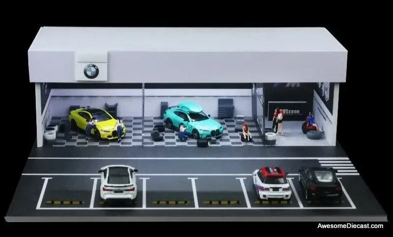 BMW Mechanic Workshop w/Lighting 1:64 Diorama by MoreArt