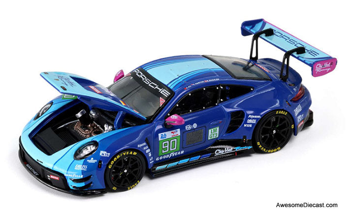 Porsche 911 GT3 R Le Man 24H 2025 #90 Chip Hart Racing 1:64 Diecast Model Car by Trends Hobby