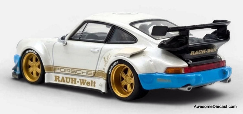 Porsche 930 RWB, Matte White 1:64 Diecast Model Car by PGM