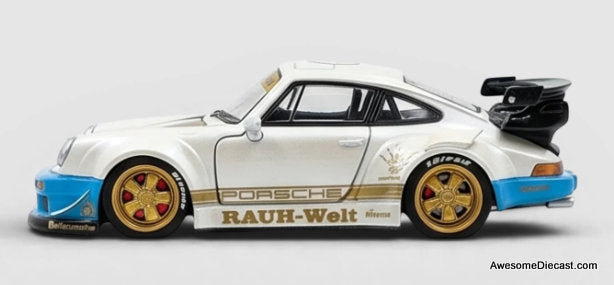 Porsche 930 RWB, Matte White 1:64 Diecast Model Car by PGM