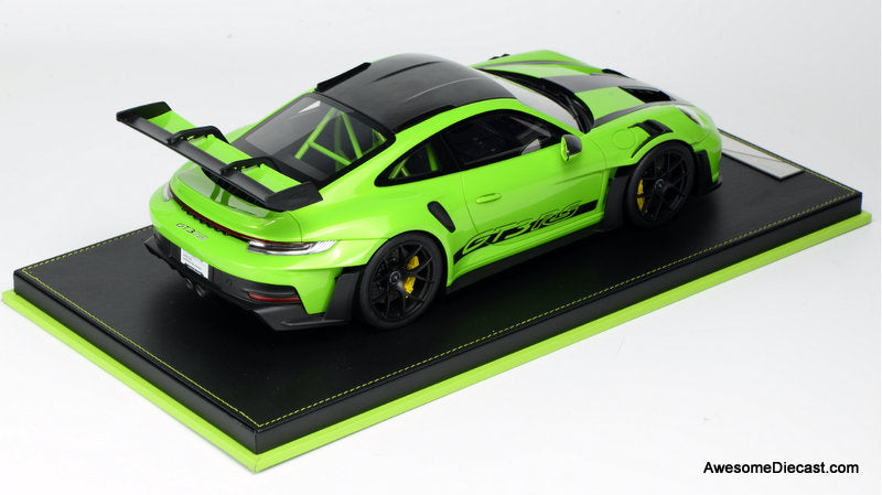 Porsche 911 (992) GT3 RS, Acid Green w/Black Wheels 1:12 Resin Cast Model by Ivy Merit