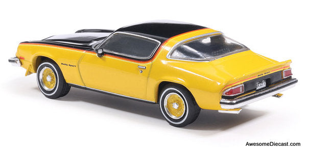 1976 Chevrolet Camaro Rally Sport, Yellow/Black 1:64 Diecast Model Car by IXO