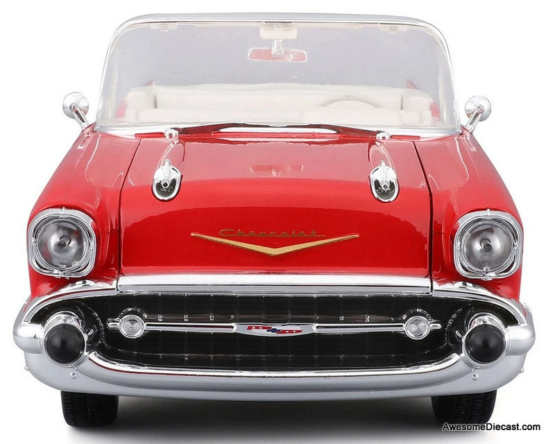 1957 Chevrolet Bel Air Convertible, Red 1:18 Diecast model Car by Maisto