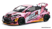 EVA RT Production Model Custom Type-08 Goodride Gr Yaris, Chrome Pink 1:64 Diecast Model Car by Pop Race