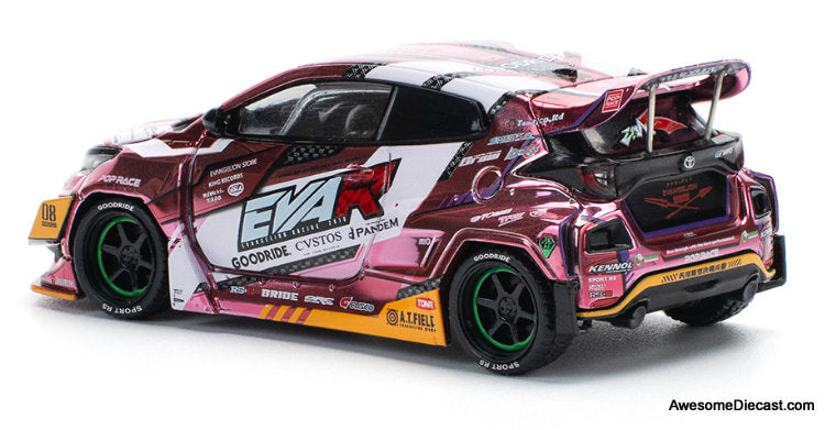 EVA RT Production Model Custom Type-08 Goodride Gr Yaris, Chrome Pink 1:64 Diecast Model Car by Pop Race