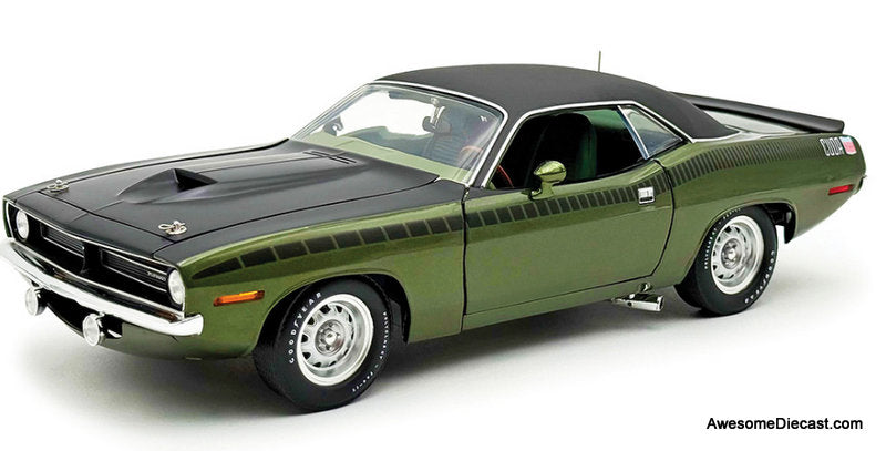 1970 Plymouth AAR Cuda, Ivy Green (Vinyl Top) 1:18 Diecast Model Car by ACME