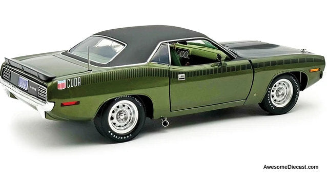 1970 Plymouth AAR Cuda, Ivy Green (Vinyl Top) 1:18 Diecast Model Car by ACME