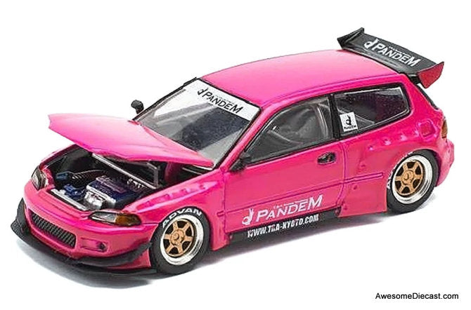 Honda Pandem Civic EG6, Pink  (Enigma Exclusive Edition) 1:64 Diecast Model Car by Pop Race