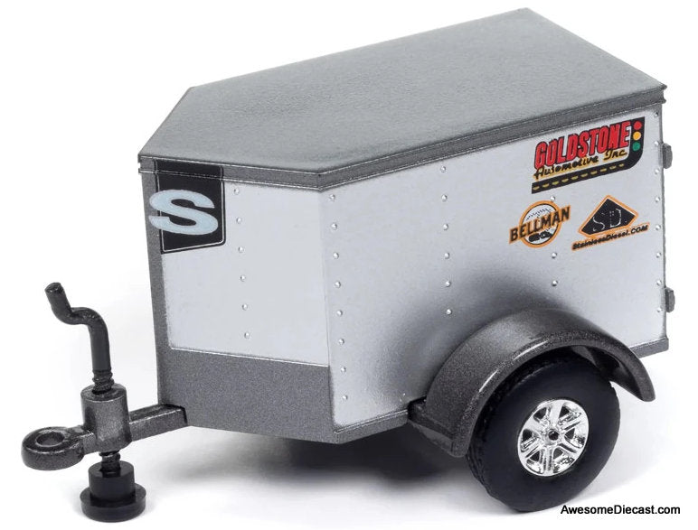 1970 Chevrolet Chevelle SS, Silver Metallic w/V-Nose Travel Trailer 1:64 Diecast Model Car by Johnny Lightning
