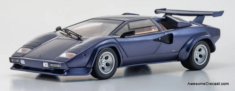 Lamborghini Countach LP5000 Quattrovalvole, Metallic Blue 1:18 Diecast Model Car by Kyosho