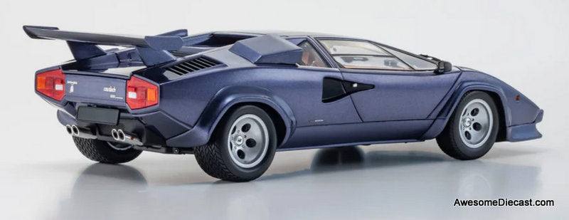 Lamborghini Countach LP5000 Quattrovalvole, Metallic Blue 1:18 Diecast Model Car by Kyosho