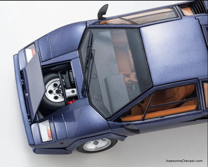 Lamborghini Countach LP5000 Quattrovalvole, Metallic Blue 1:18 Diecast Model Car by Kyosho