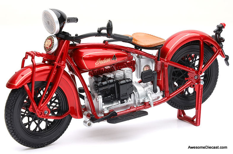 1930 Indian Chief Motorcycle, Red 1:12 Diecast Model Motor Cycle by New Ray