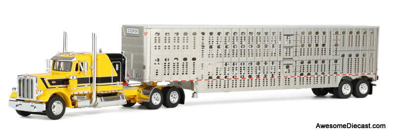 Peterbilt 359 Sleeper Tractor Wilson w/Silverstar Livestock Trailer: Hank Cosper 1:64 Diecast Model Truck DCP by First Gear