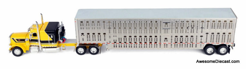 Peterbilt 359 Sleeper Tractor Wilson w/Silverstar Livestock Trailer: Hank Cosper 1:64 Diecast Model Truck DCP by First Gear