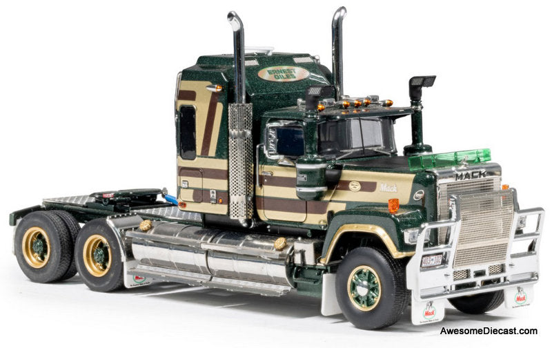 Mack Bicentennial Super-Liner Sleeper Cab, Green/Gold: Ernest Giles 1:50 Diecast Model Truck by Drake