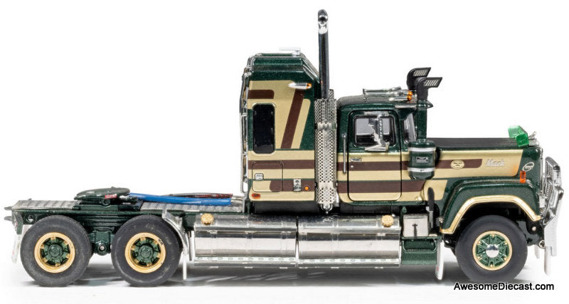 Mack Bicentennial Super-Liner Sleeper Cab, Green/Gold: Ernest Giles 1:50 Diecast Model Truck by Drake