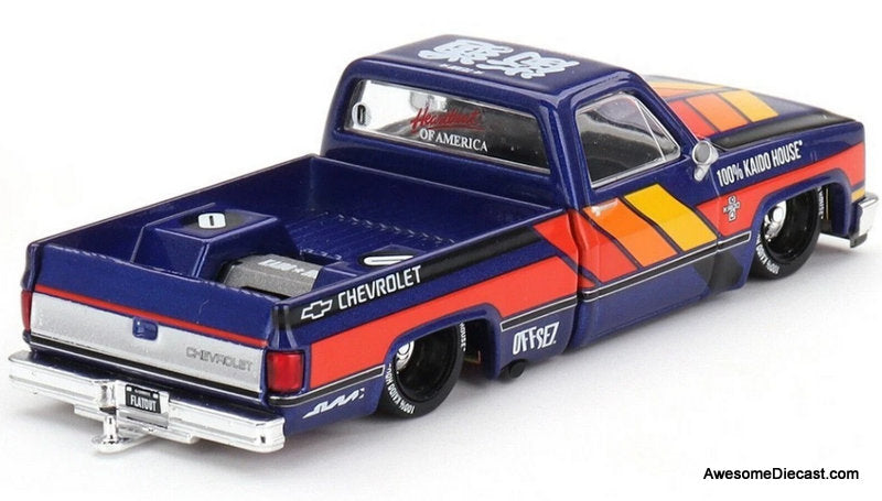 Chevrolet Silverado Kaido Works V2, Blue/Custom 1:64 Diecast Model Truck by Kaido House