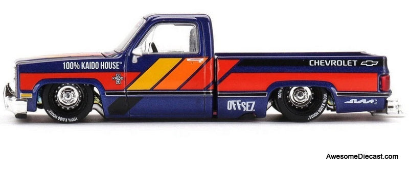 Chevrolet Silverado Kaido Works V2, Blue/Custom 1:64 Diecast Model Truck by Kaido House