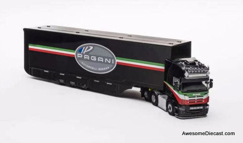 Scania S370 Enclosed Double Deck Gull Wing Transporter, Black (Pagani) 1:64 Diecast Model by Henson & Heaven