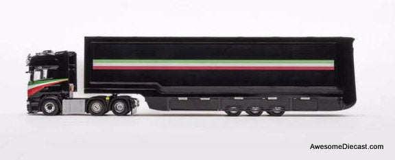 Scania S370 Enclosed Double Deck Gull Wing Transporter, Black (Pagani) 1:64 Diecast Model by Henson & Heaven