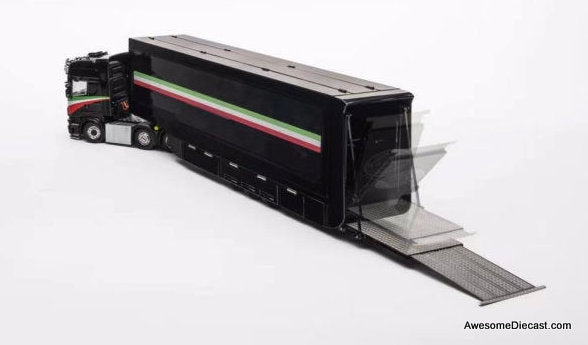 Scania S370 Enclosed Double Deck Gull Wing Transporter, Black (Pagani) 1:64 Diecast Model by Henson & Heaven