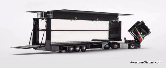 Scania S370 Enclosed Double Deck Gull Wing Transporter, Black (Pagani) 1:64 Diecast Model by Henson & Heaven