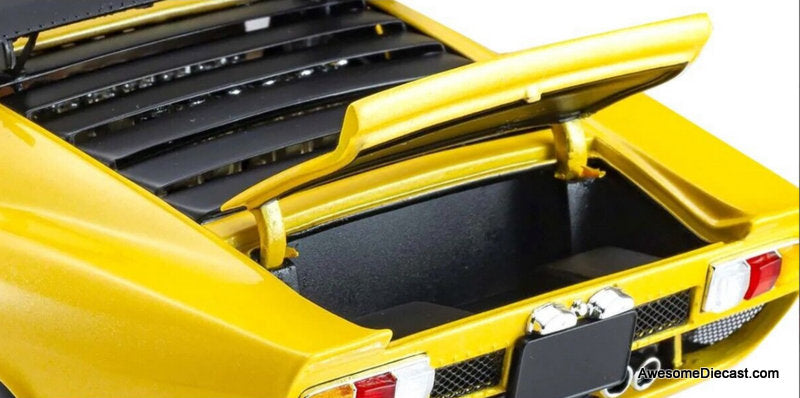 1970 Lamborghini Miura SVR, Yellow/Black 1:18 Diecast Model Car by Kyosho