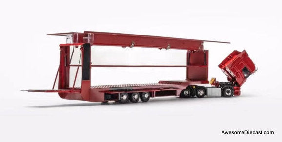 Scania S370 Enclosed Double Deck Gull Wing Transporter, Red (Ferrari) 1:64 Diecast Model Truck by Henson & Heaven
