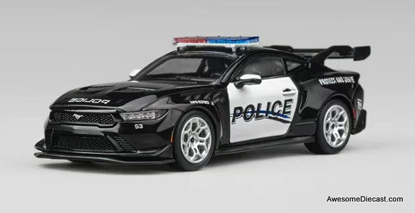 Ford Mustang GTD Black, Police Car 1:64 Diecast Model Car by CM Model