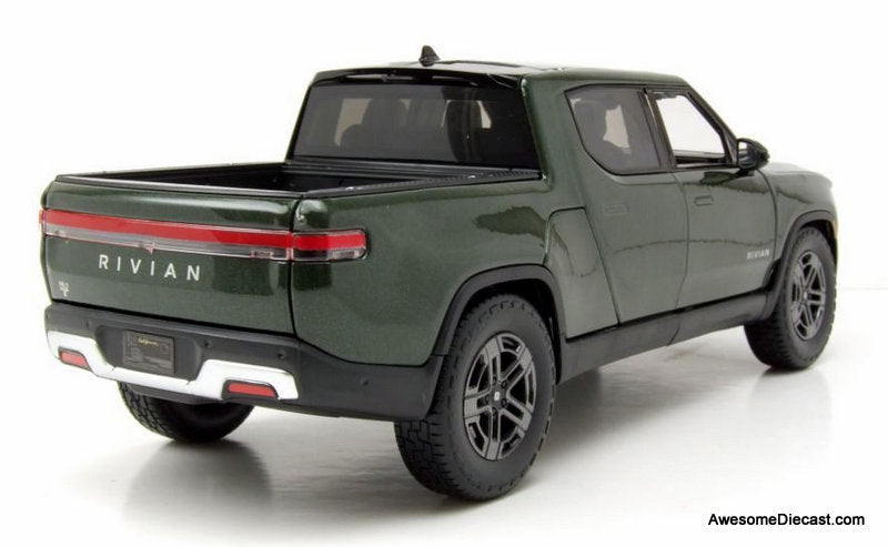 2025 Rivian R1T Pick-Up Truck, Metallic Green 1:18 Diecast Model Truck by Maisto