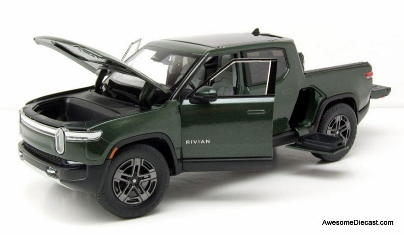 2025 Rivian R1T Pick-Up Truck, Metallic Green 1:18 Diecast Model Truck by Maisto