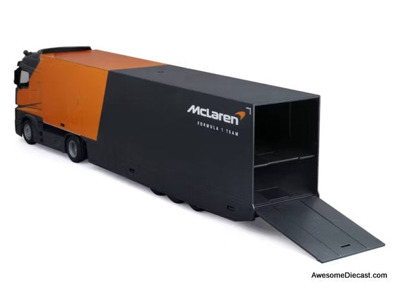 Mercedes Actros Gigaspace w/McLaren MCL38 #4 Lando Norris 1:43 Diecast Model Truck by Burago