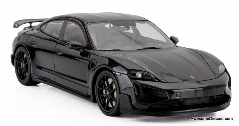 2024 Porsche Taycan Turbo GT, Black 1:18 Resin Cast Model Car by Minichamps