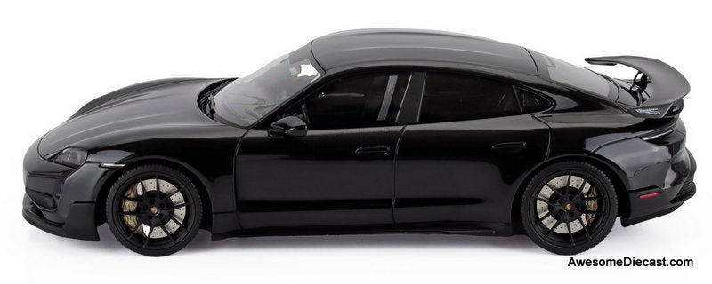 2024 Porsche Taycan Turbo GT, Black 1:18 Resin Cast Model Car by Minichamps