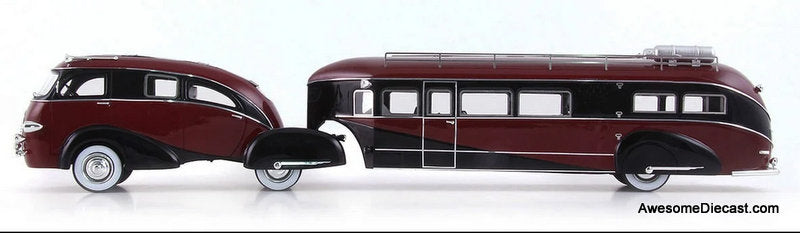 1936 Zephyr Land Yacht Designed by Brooks Stevens, Red/Black 1:43 Resin Cast Model Vehicle by AutoCult