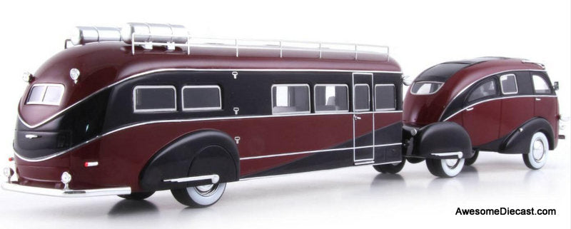 1936 Zephyr Land Yacht Designed by Brooks Stevens, Red/Black 1:43 Resin Cast Model Vehicle by AutoCult
