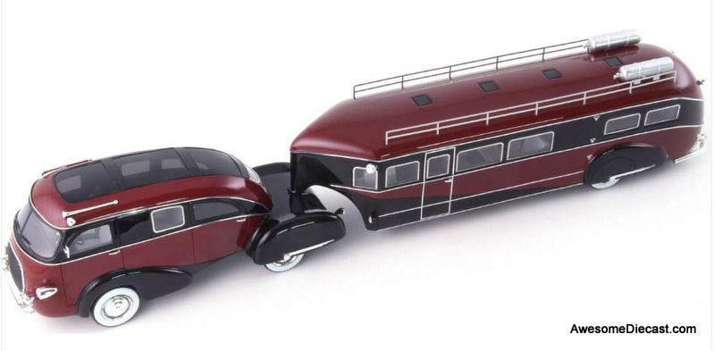 1936 Zephyr Land Yacht Designed by Brooks Stevens, Red/Black 1:43 Resin Cast Model Vehicle by AutoCult